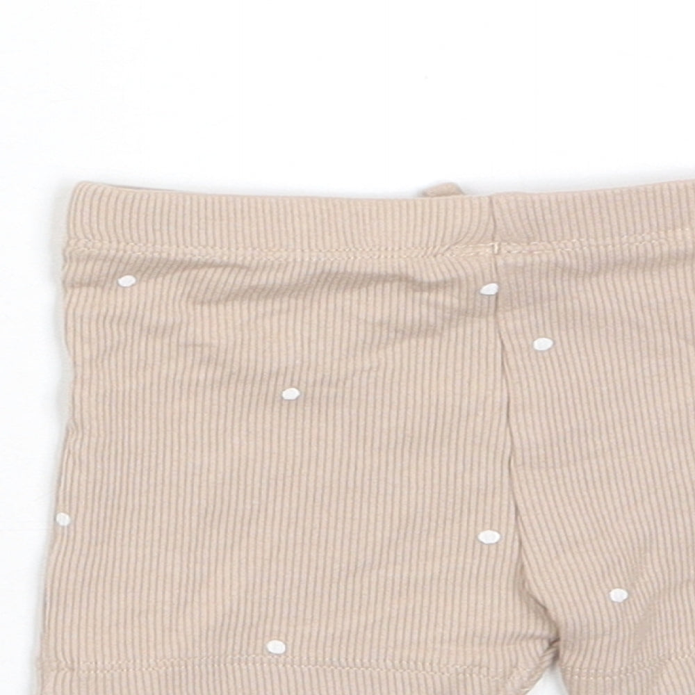 Marks & Spencer Girls Brown Polka Dot Cotton Cropped Trousers Size 3-6 Months Pullover - Embroidered