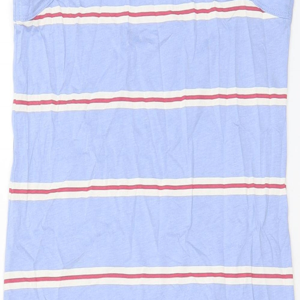 Marks & Spencer Womens Blue Striped Cotton Tank Dress Size S Crew Neck Pullover
