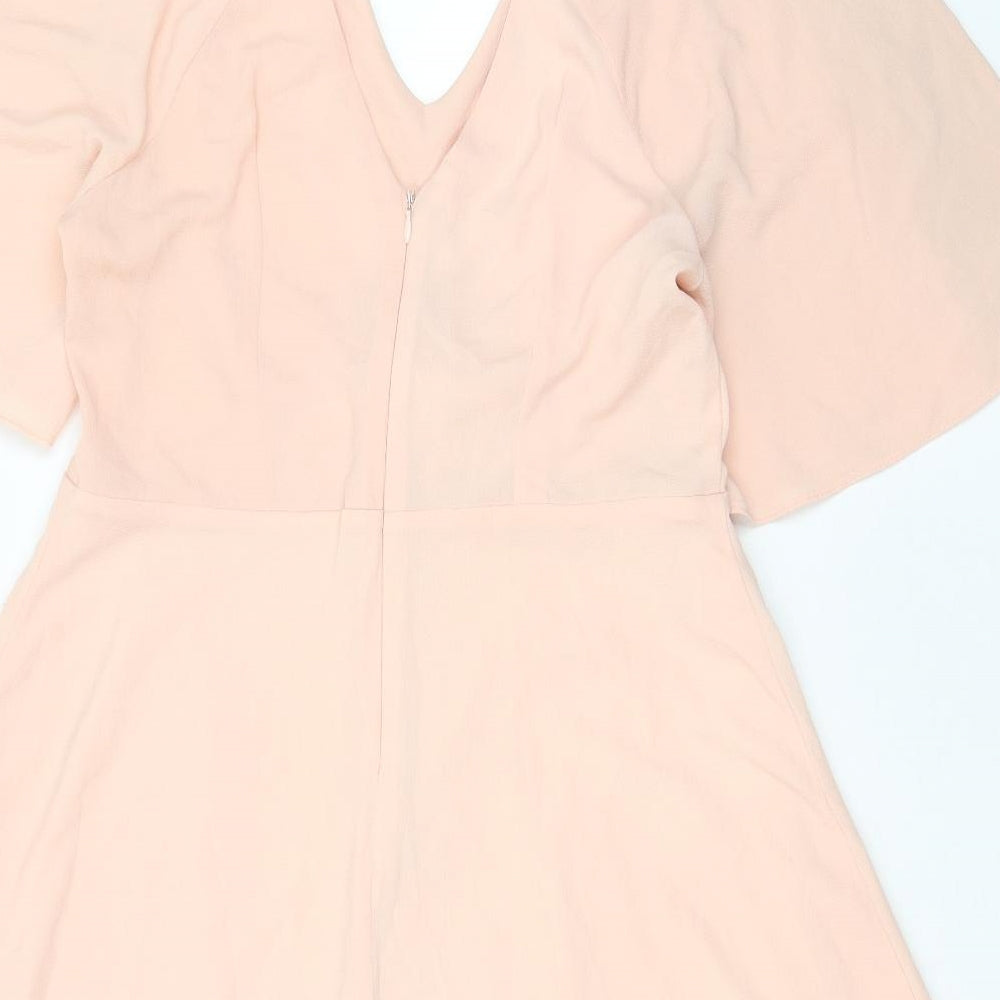 New Look Womens Pink Polyester A-Line Size 14 V-Neck Tie