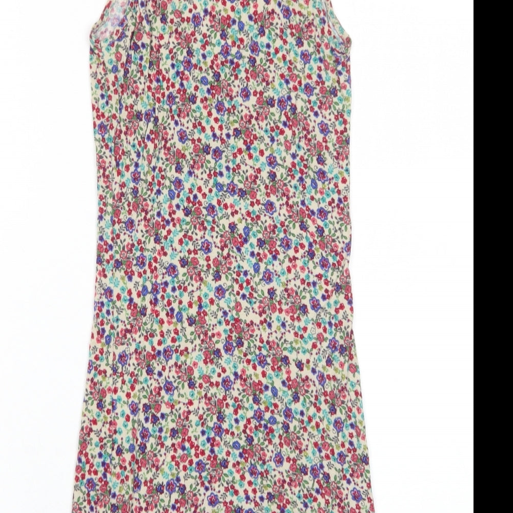 Warehouse Womens Multicoloured Floral Viscose Bodycon Size 6 Scoop Neck Pullover