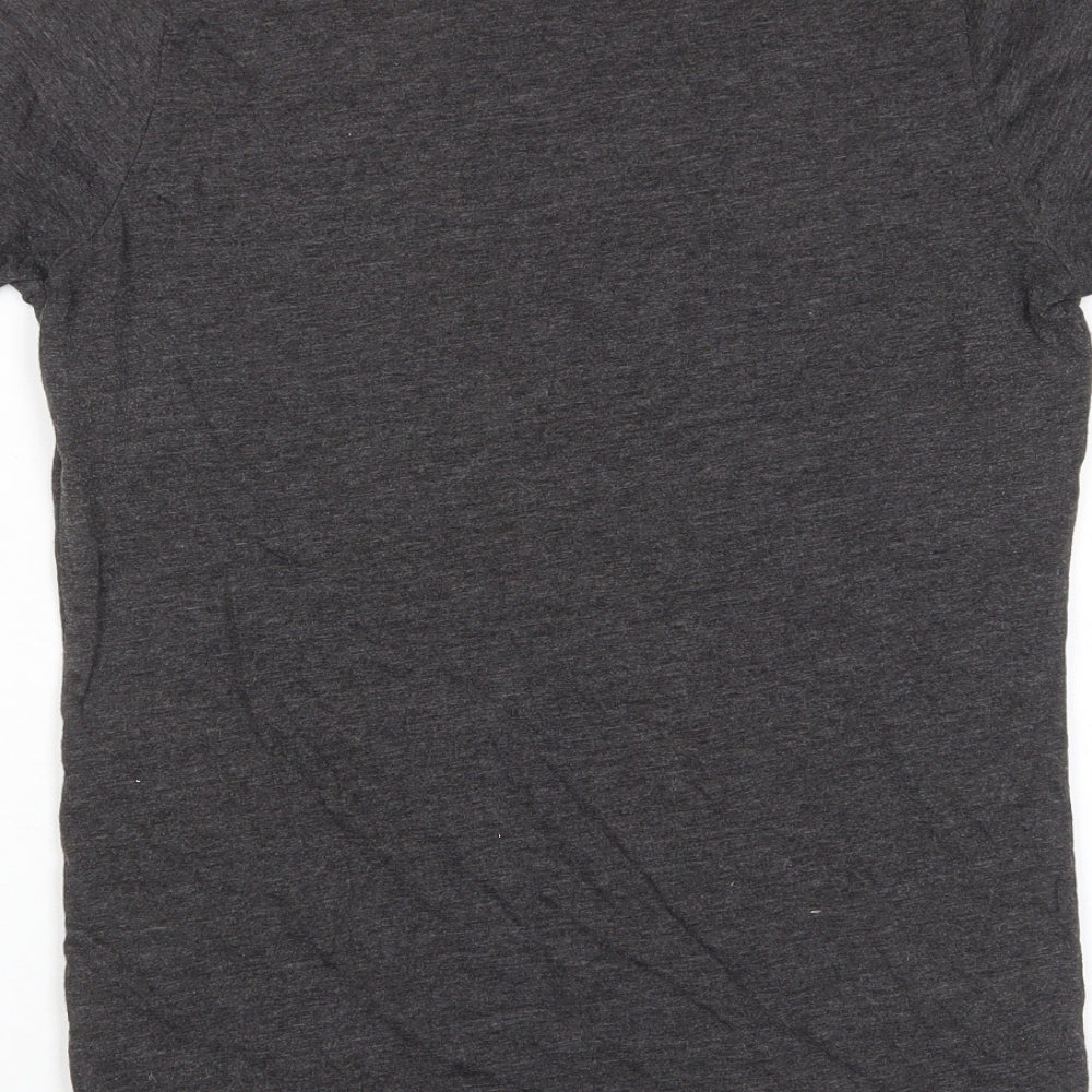 Camp David Womens Grey Polyester Basic T-Shirt Size L V-Neck