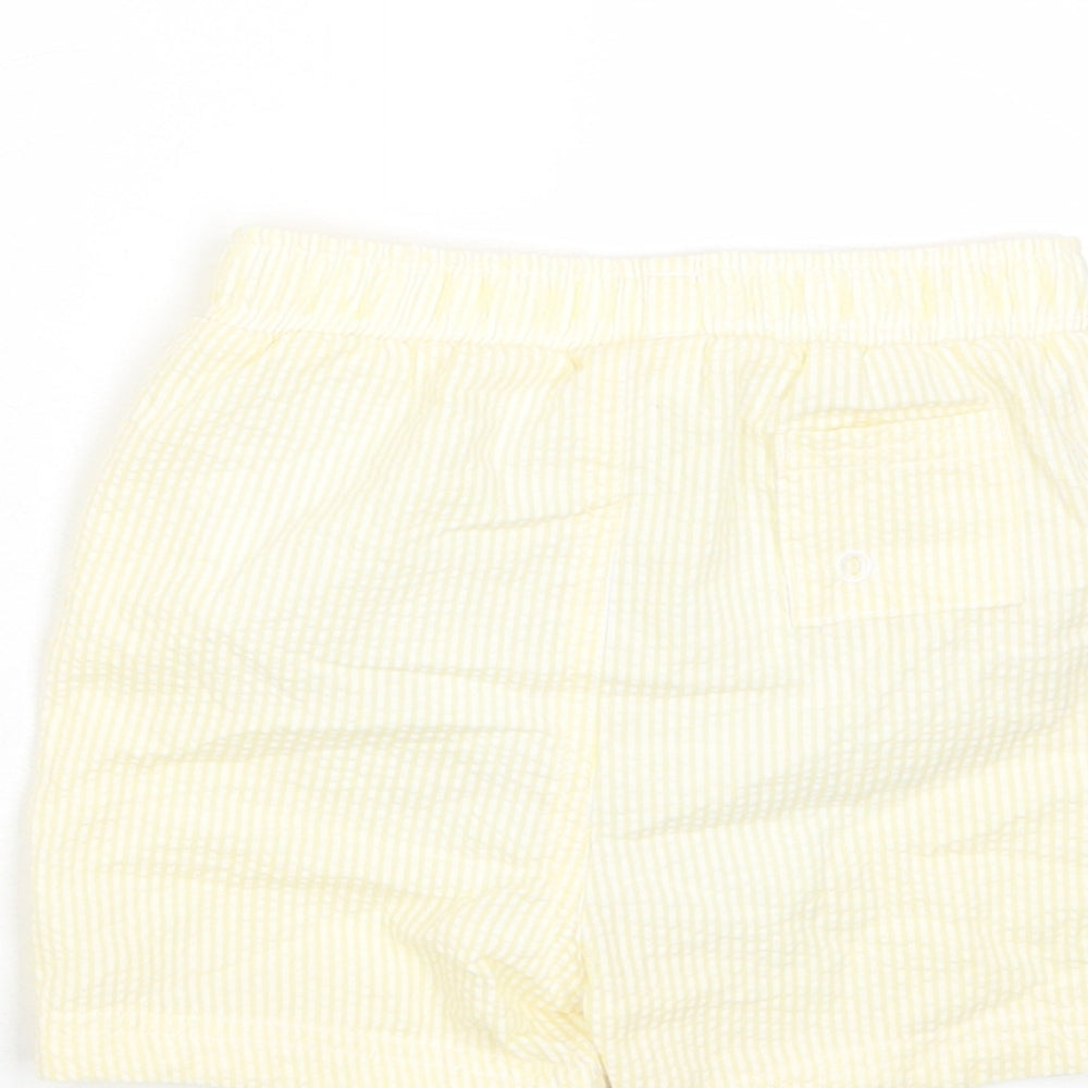 Marks & Spencer Boys Yellow Plaid Cotton Cropped Trousers Size 18-24 Months Drawstring