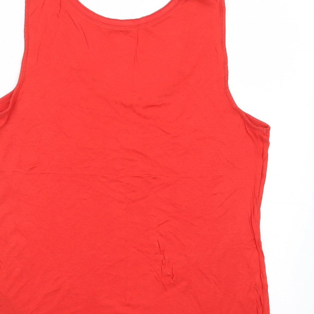 Oasis Womens Red Viscose Basic T-Shirt Size L Scoop Neck