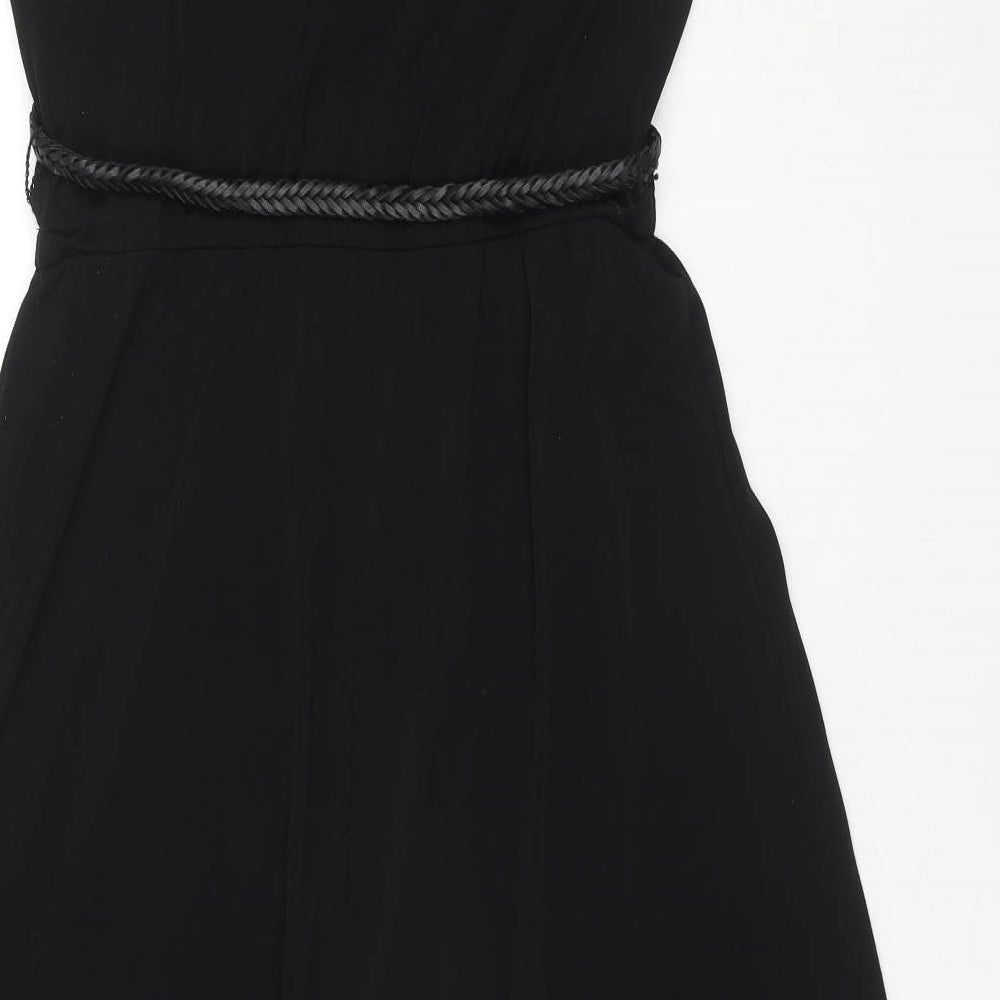 Cristina B. Womens Black Polyester Maxi Size S Round Neck Pullover - Belted