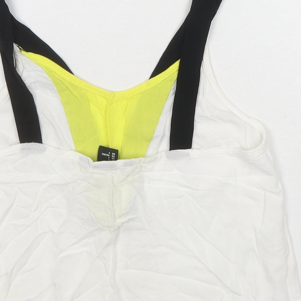 H&M Womens White Viscose Basic Tank Size 6 Round Neck