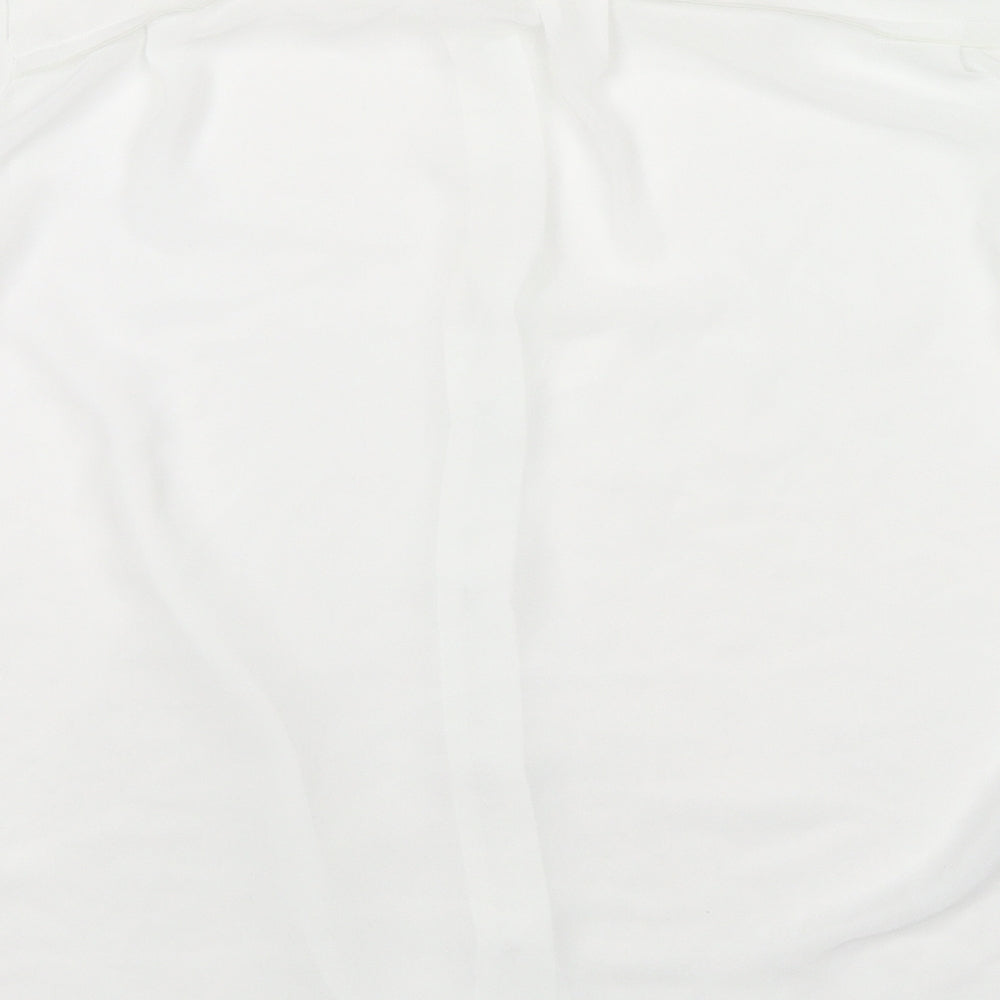 Mango Womens White Polyester Basic Button-Up Size M Round Neck