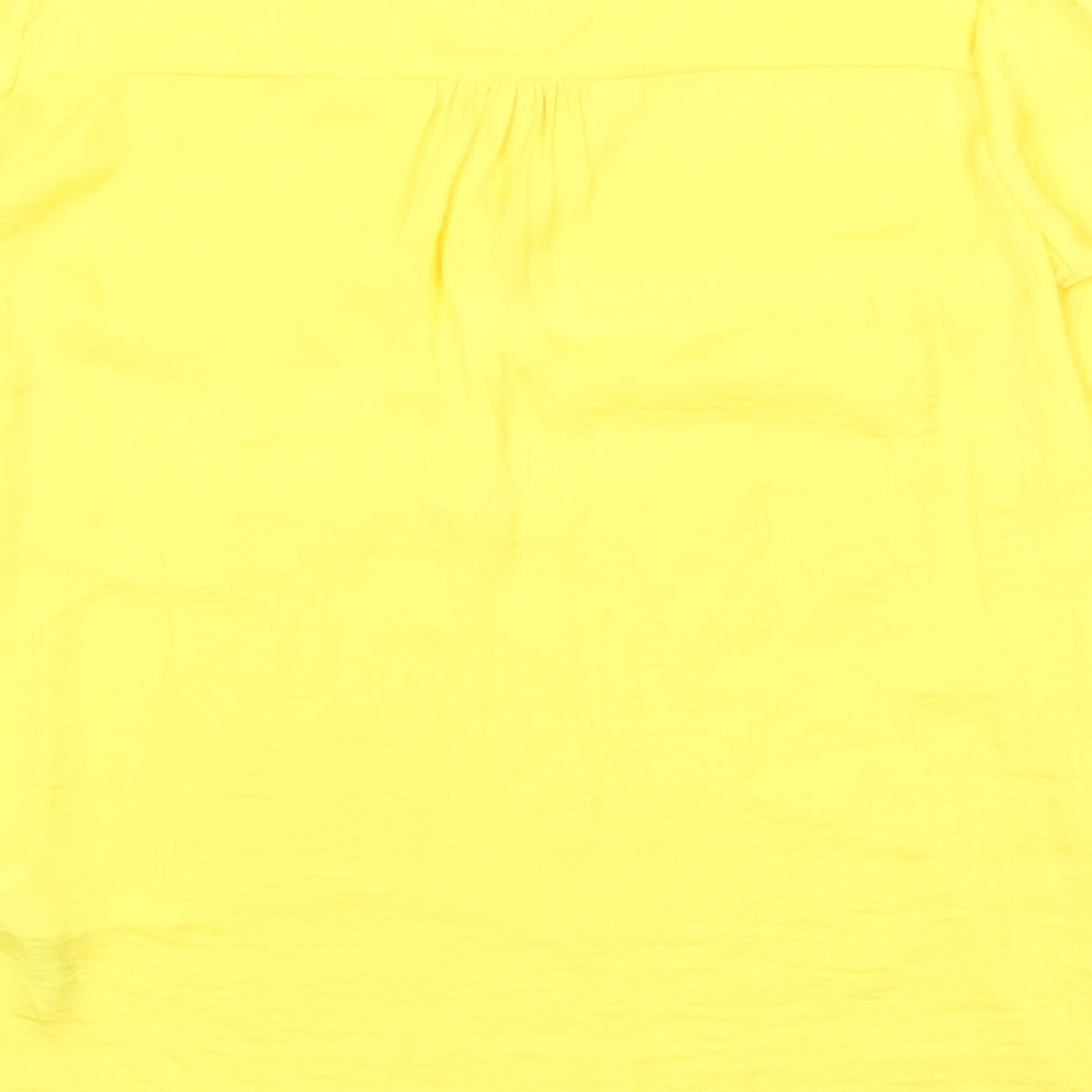 Zara Womens Yellow Polyester Basic Button-Up Size XS V-Neck