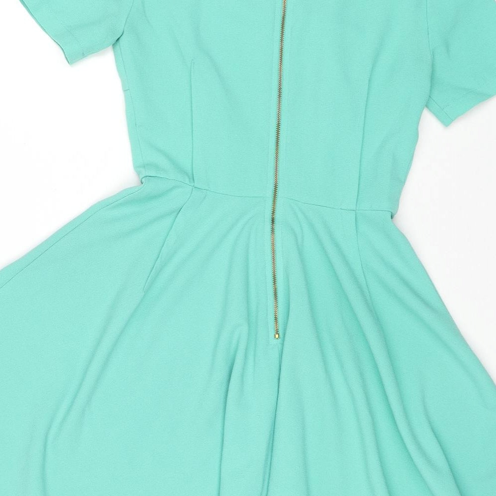 ASOS Womens Green Polyester Fit & Flare Size 8 Round Neck Pullover
