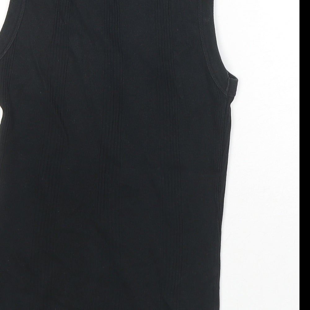 Marks & Spencer Womens Black Cotton Basic Tank Size S Round Neck