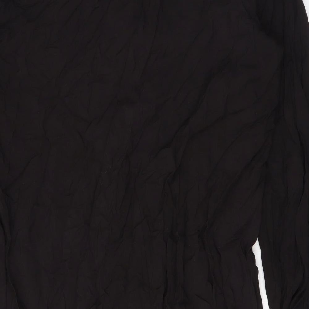 H&M Womens Black Viscose A-Line Size S V-Neck Button