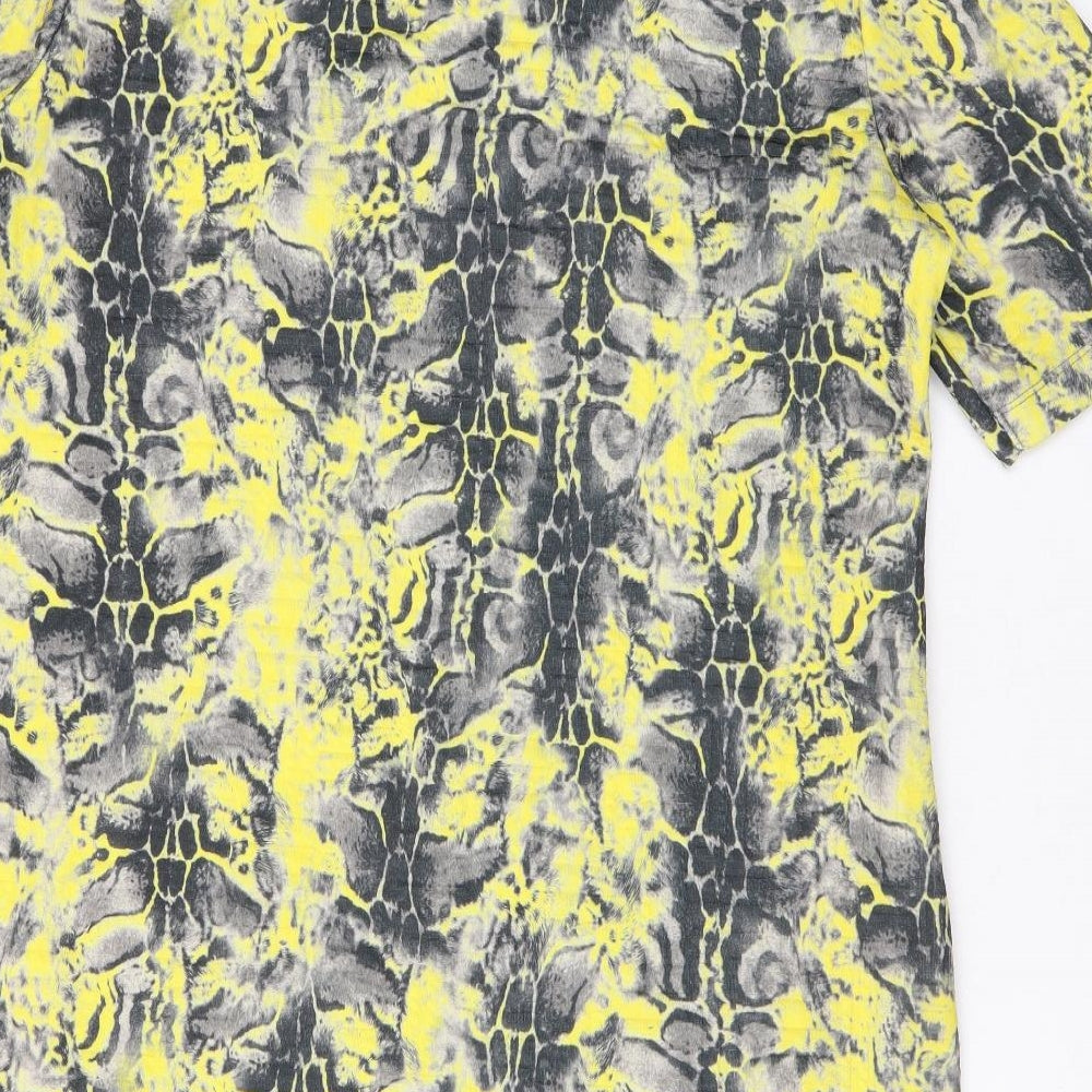 River Island Womens Yellow Animal Print Polyester A-Line Size 14 Round Neck Pullover - Snake Skin Print