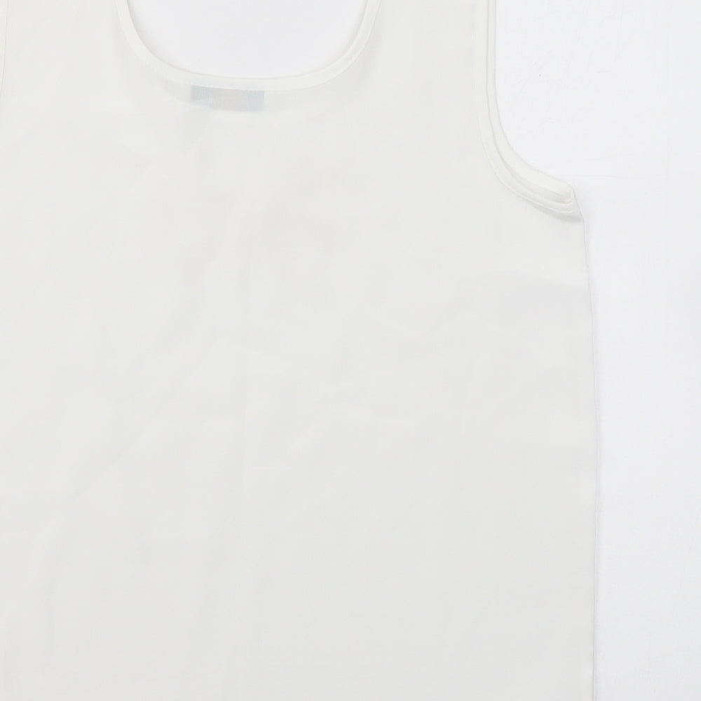 Heather Valley Womens White Polyester Basic Tank Size 12 Scoop Neck - Embroidery