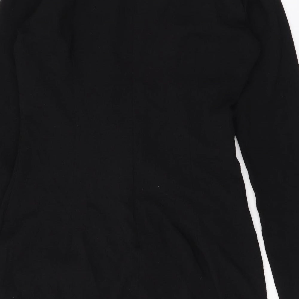 H&M Womens Black Polyester A-Line Size L Round Neck Zip