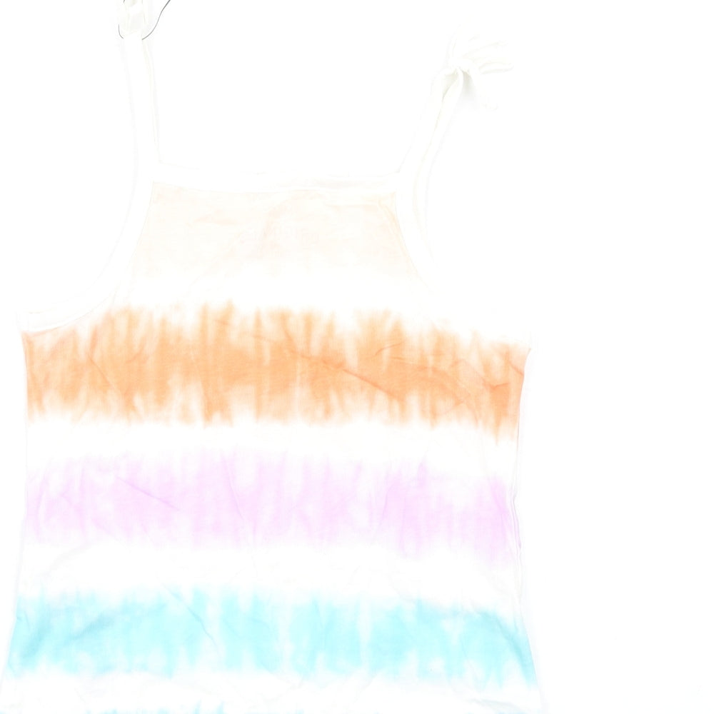 Marks & Spencer Girls Multicoloured Cotton Basic Tank Size 5-6 Years Square Neck Pullover