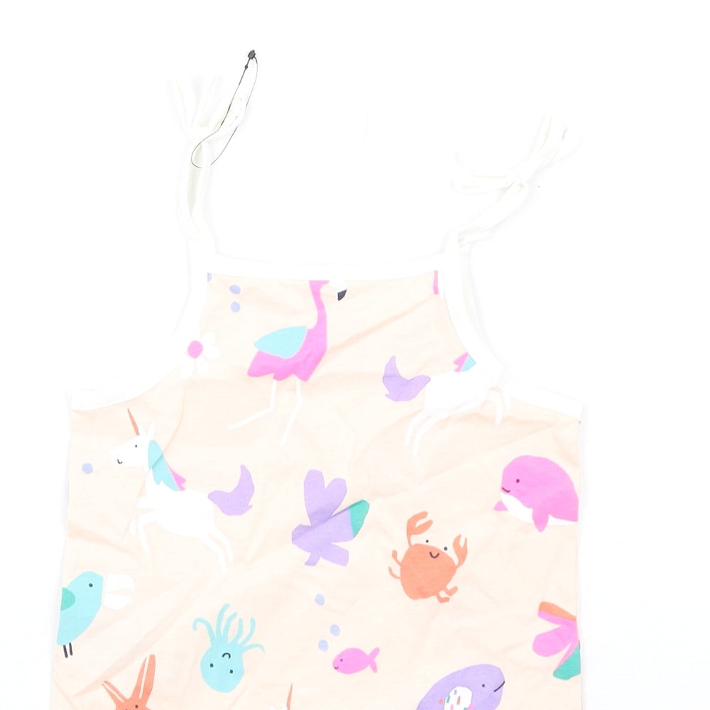 Marks & Spencer Girls Multicoloured Geometric Cotton Basic Tank Size 2-3 Years Square Neck Pullover