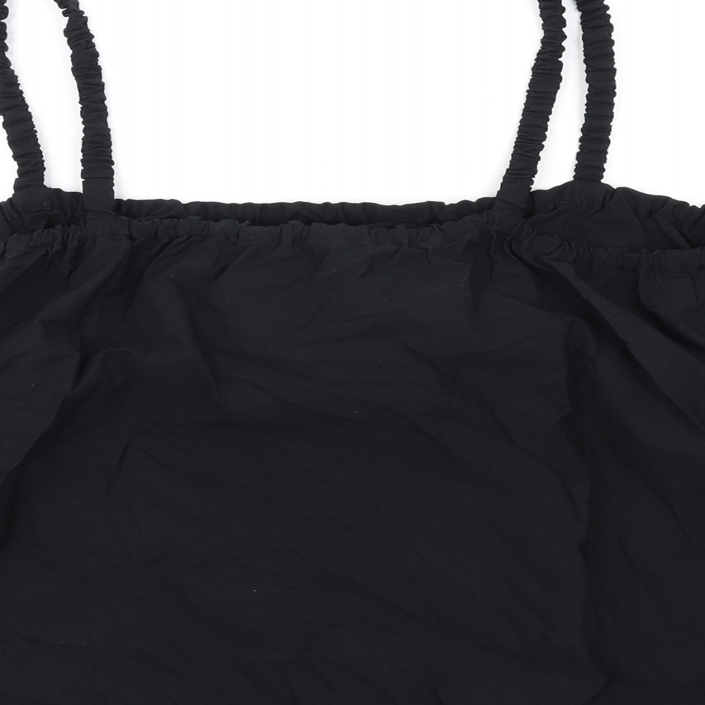 Marks & Spencer Womens Black Cotton Basic Tank Size 22 Square Neck