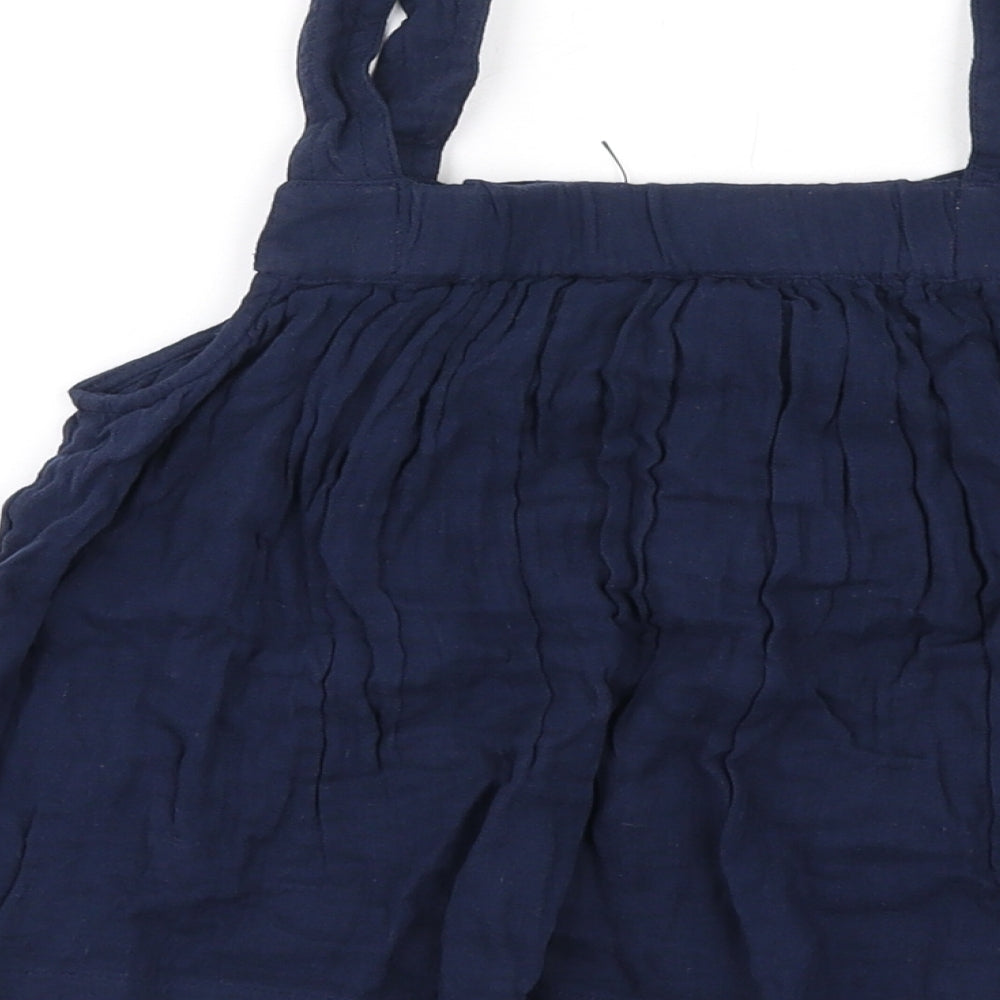 Marks & Spencer Girls Blue Cotton Basic Tank Size 10-11 Years Square Neck Pullover