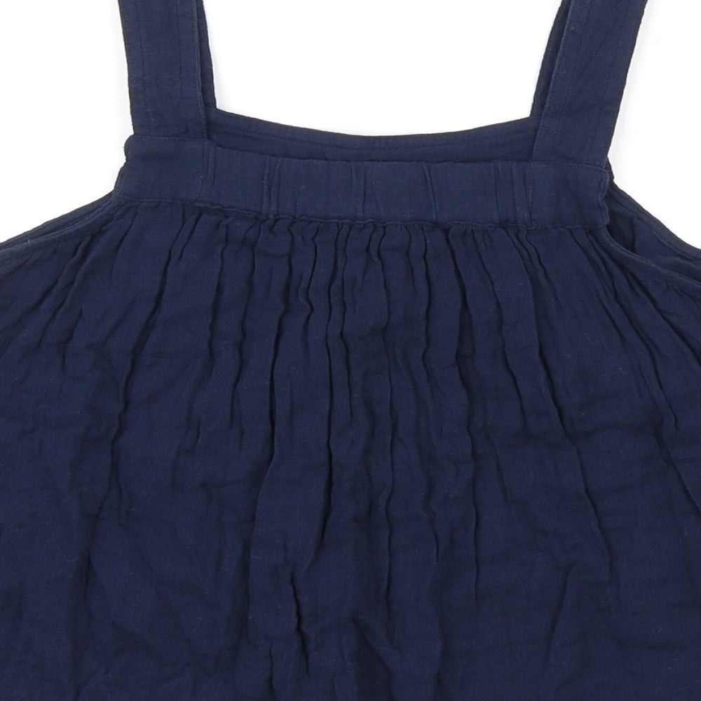 Marks & Spencer Girls Blue Cotton Basic Tank Size 12-13 Years Square Neck Pullover