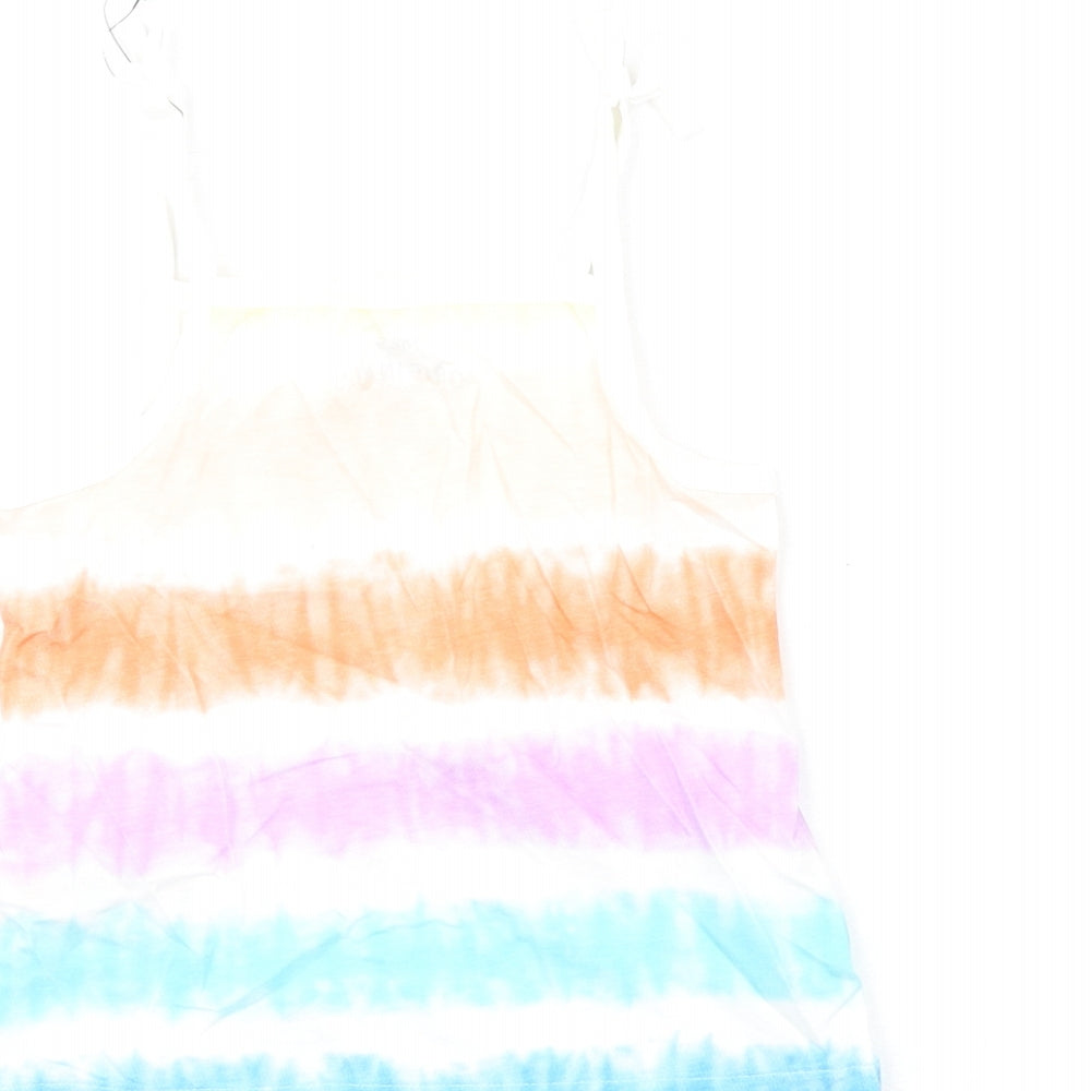 Marks & Spencer Girls Multicoloured Geometric Cotton Basic Tank Size 3-4 Years Square Neck Pullover