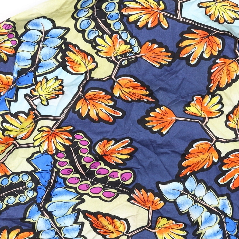 Bright and Beautiful Womens Multicoloured Geometric Cotton Basic Button-Up Size 10 Collared