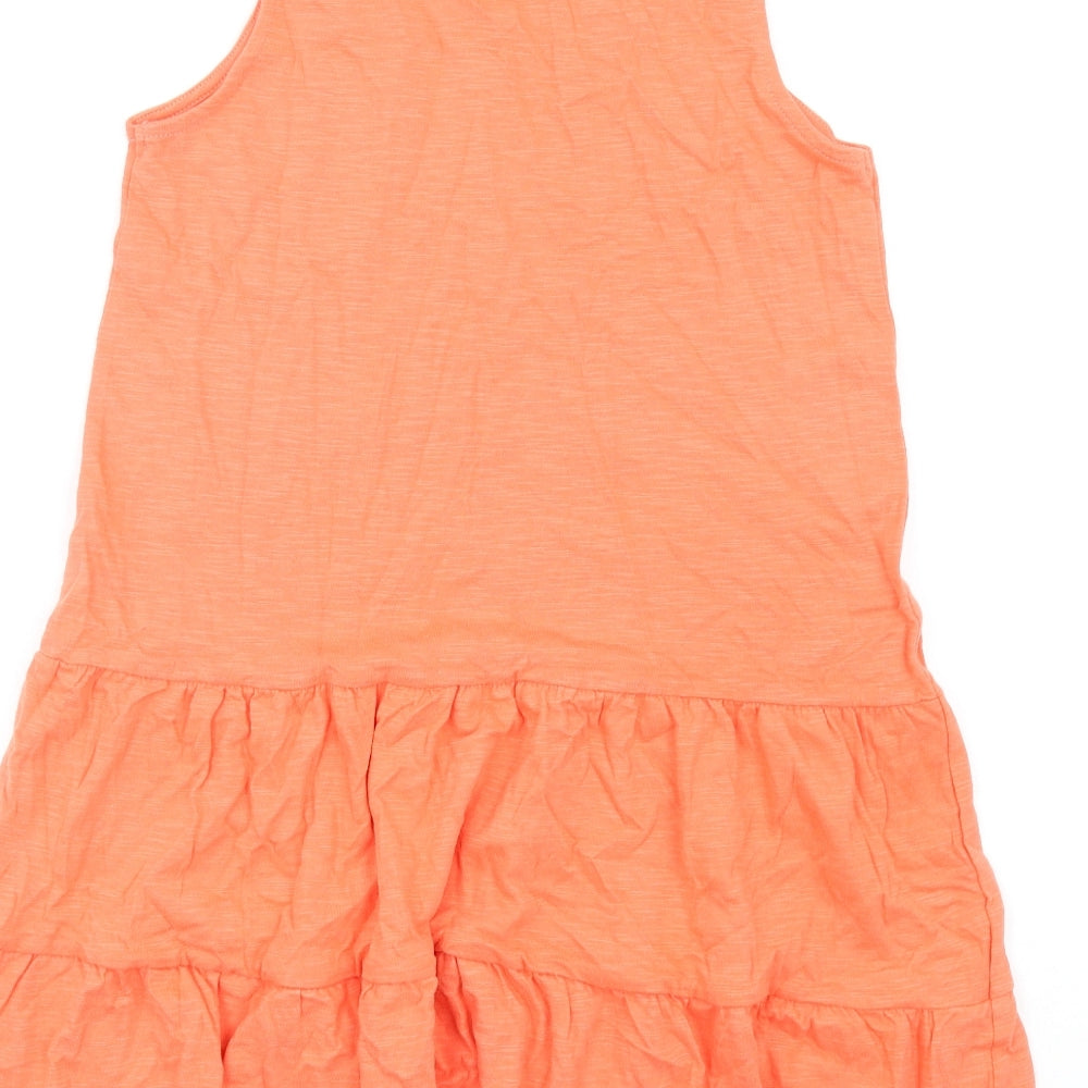 Marks & Spencer Girls Orange Cotton A-Line Size 10-11 Years Round Neck Pullover