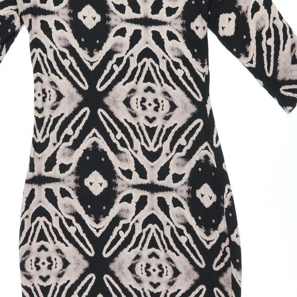 Izabel London Womens Black Tie Dye Viscose Bodycon Size 12 Round Neck Pullover