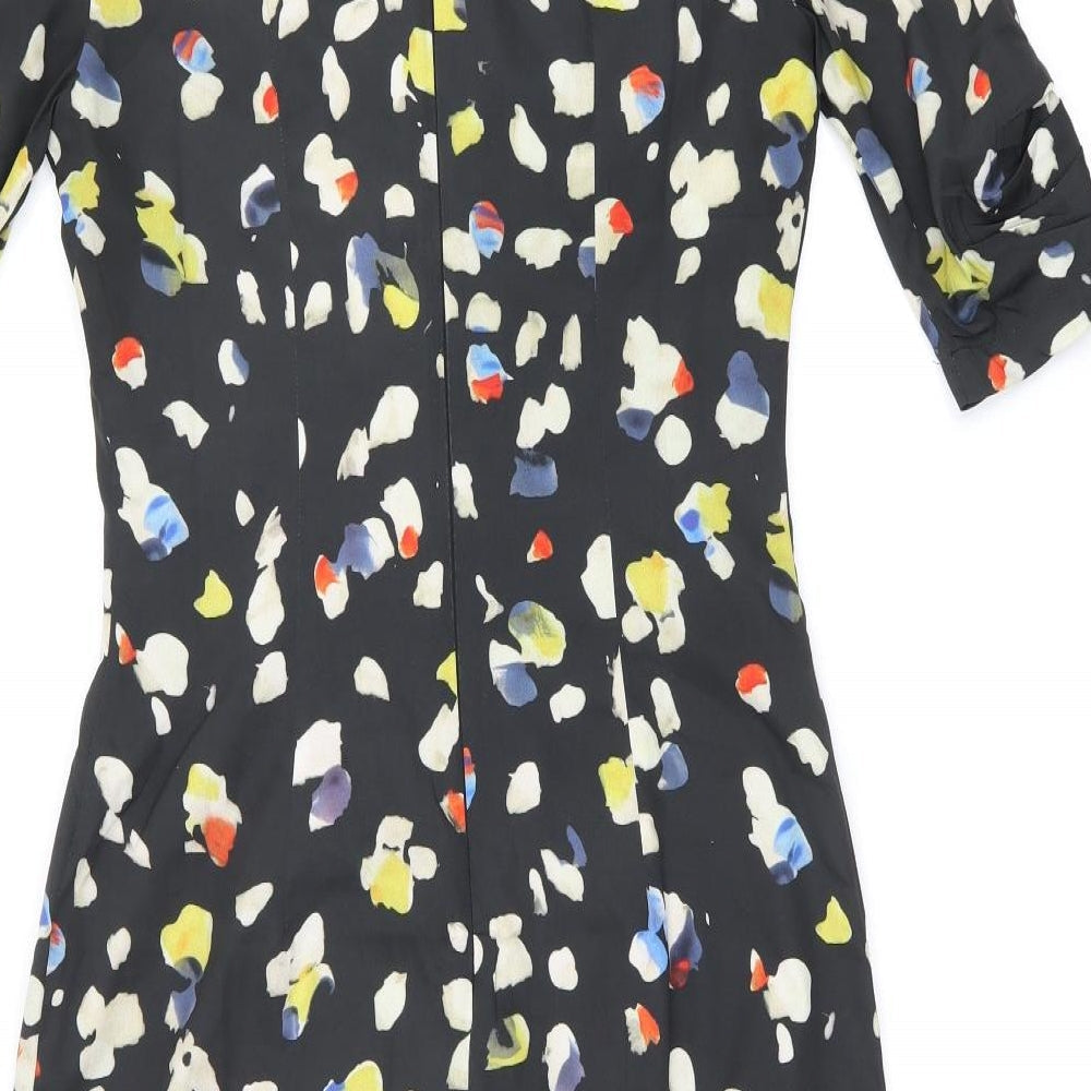 Great Plains Womens Black Geometric Polyester Bodycon Size S Round Neck Zip