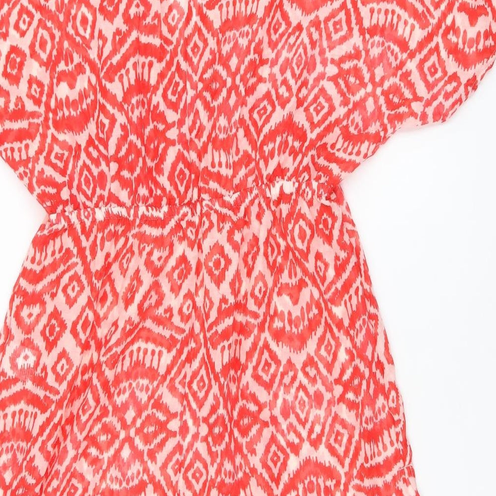 Hello Summer Womens Red Geometric Polyester Cover Up Size 10