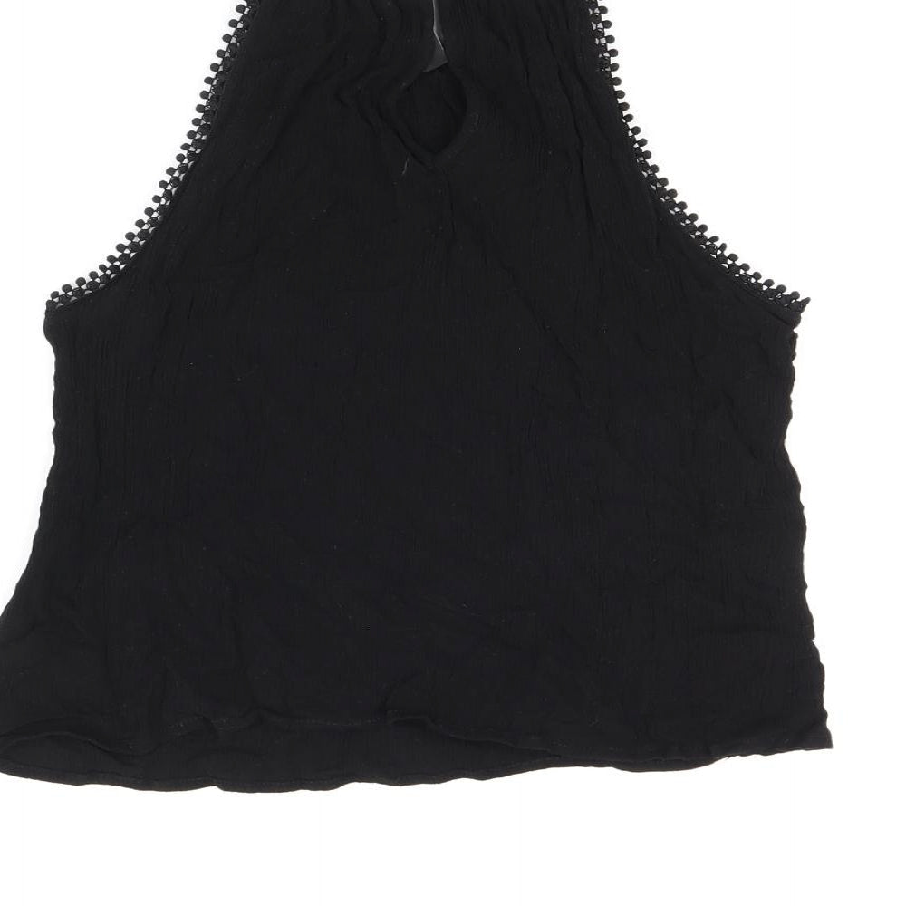 H&M Womens Black Viscose Basic T-Shirt Size 8 Halter
