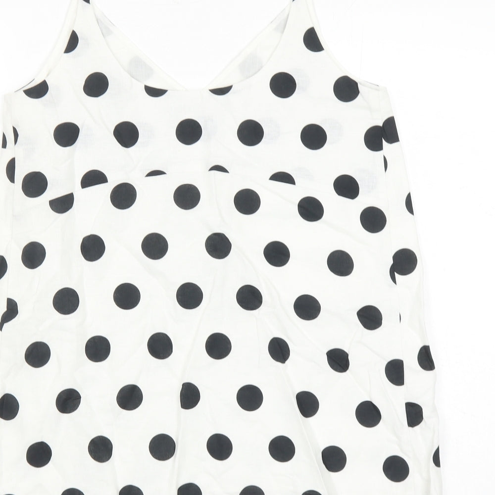 Marks & Spencer Womens White Polka Dot Flax Camisole Tank Size 6 V-Neck - Lined