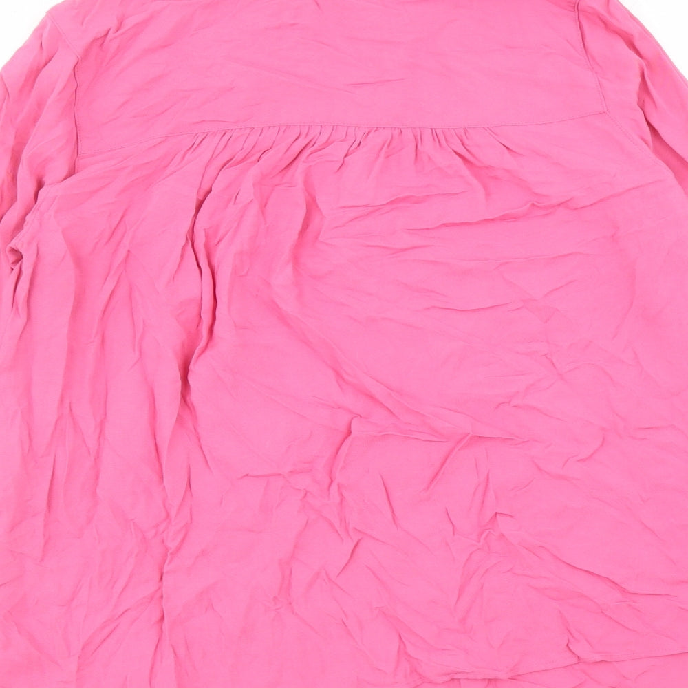 Marks & Spencer Womens Pink Viscose Basic Blouse Size 6 V-Neck