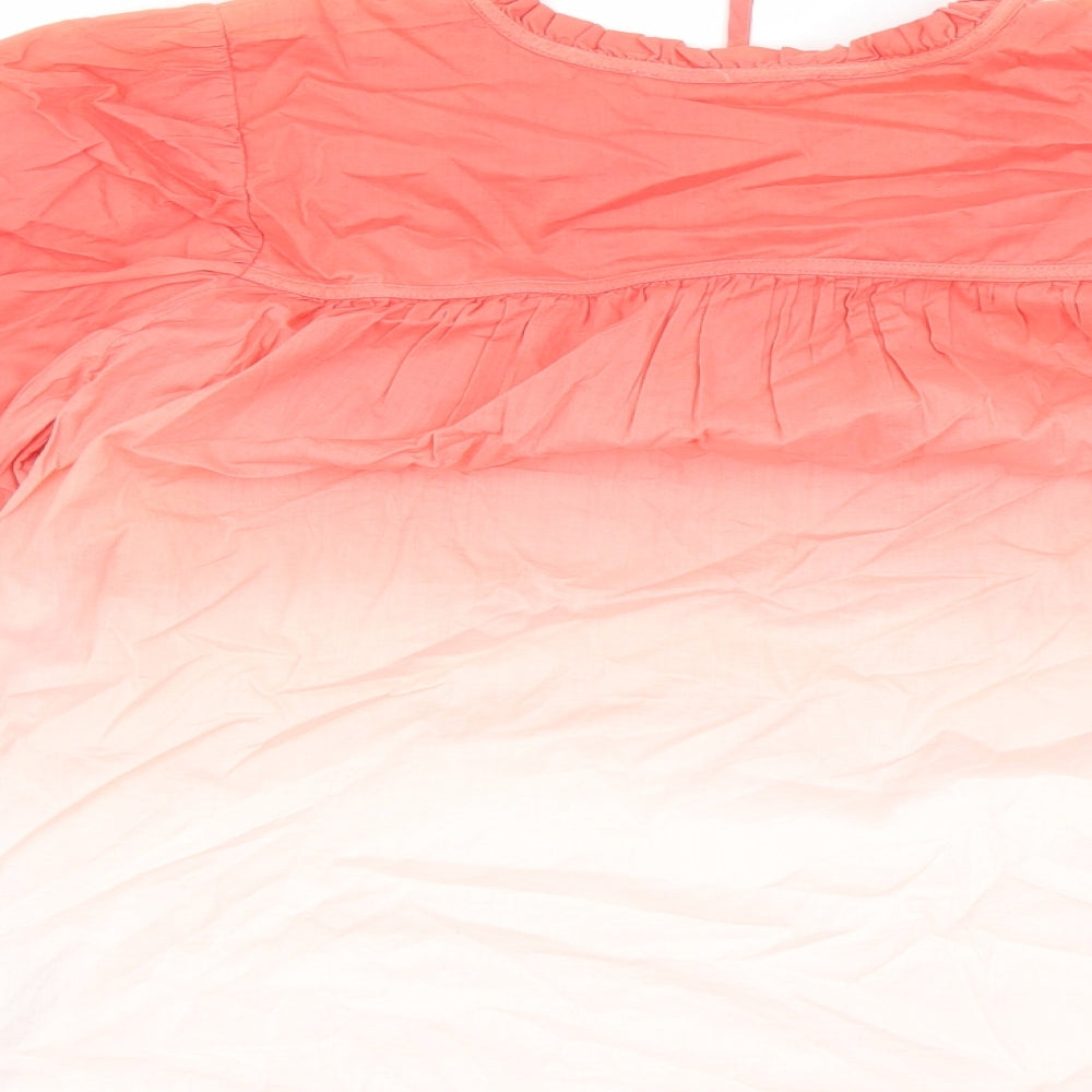 Per Una Womens Multicoloured 100% Cotton Basic Blouse Size 6 Round Neck - Ombre Effect Keyhole Neckline
