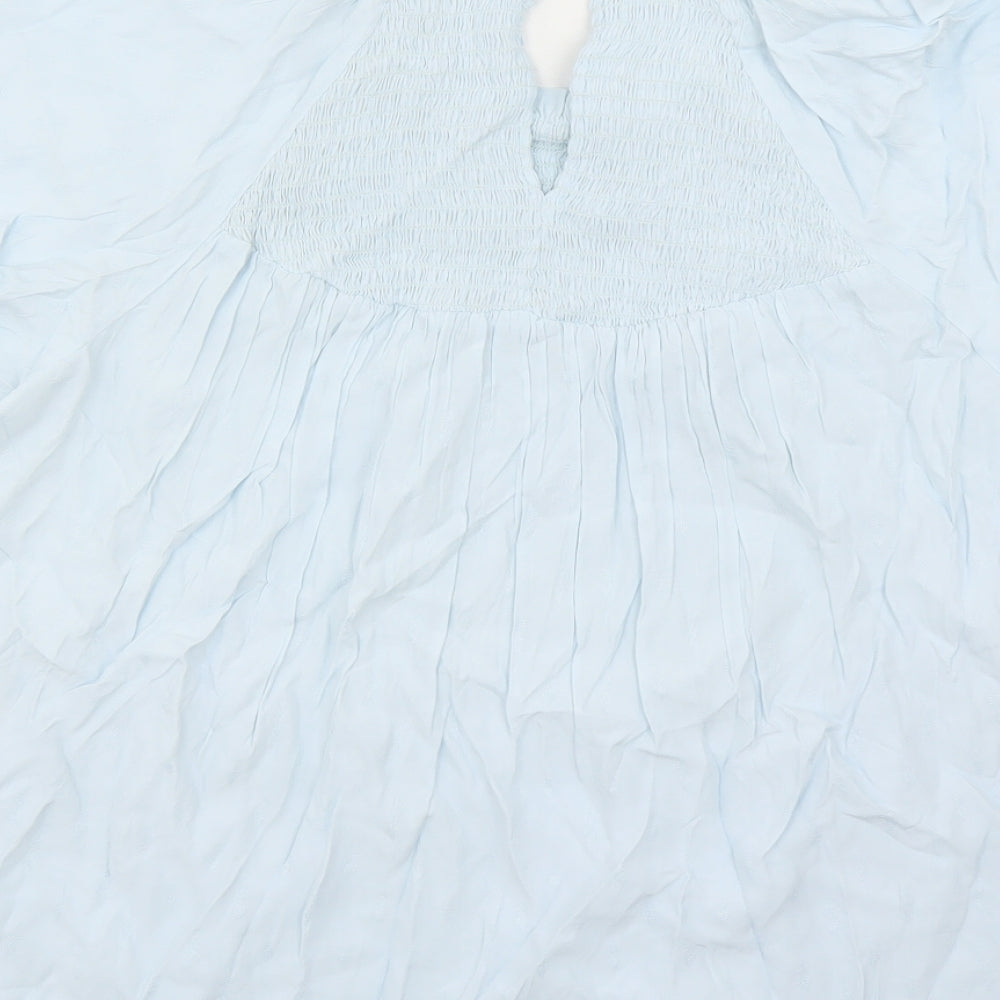 Y-A-S Womens Blue Viscose Basic Blouse Size L Round Neck