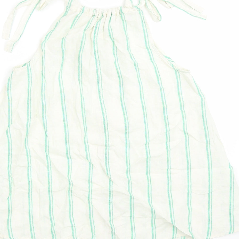 Marks & Spencer Womens Ivory Striped Flax Camisole Tank Size 8 Round Neck