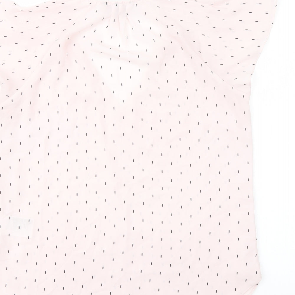 H&M Womens Pink Geometric Polyester Basic Blouse Size 8 V-Neck