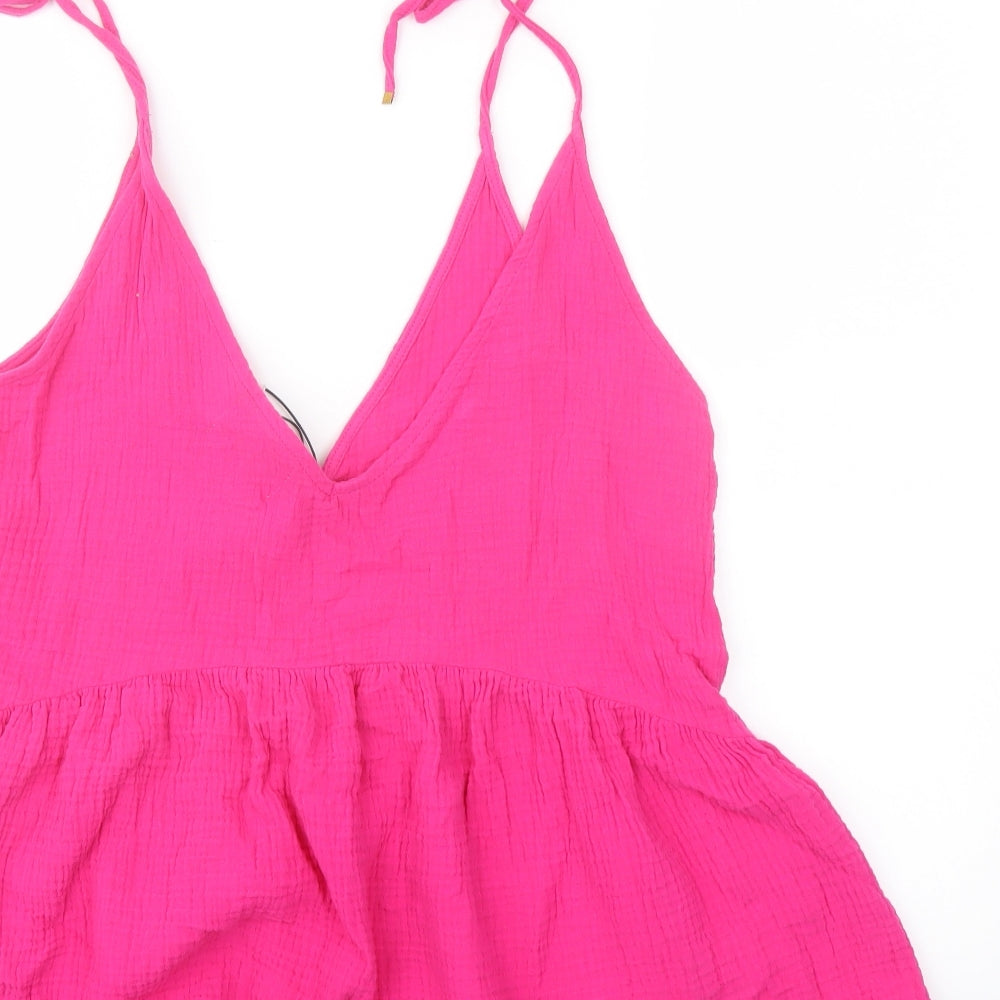 Poetic Gem Womens Pink Cotton Basic Tank Size 12 V-Neck