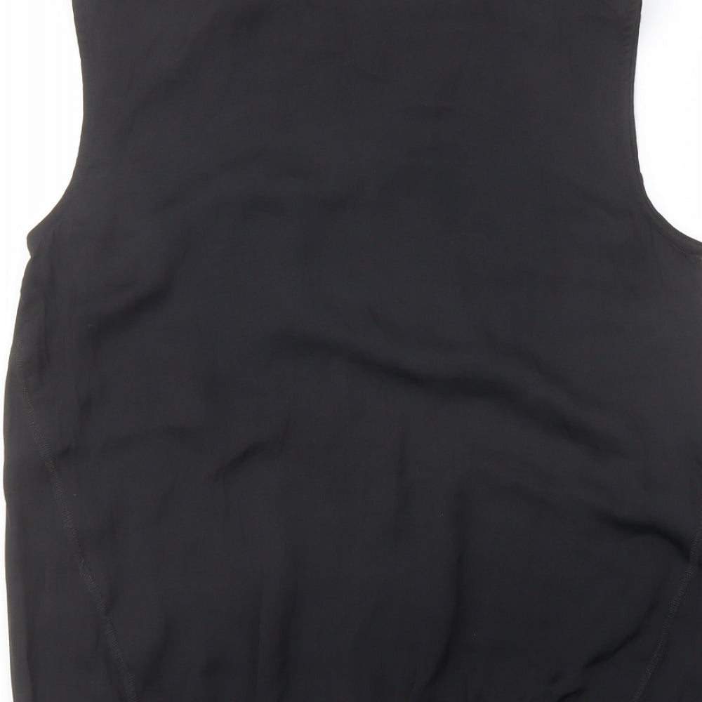 NEXT Womens Black Polyester Basic Blouse Size 12 Round Neck