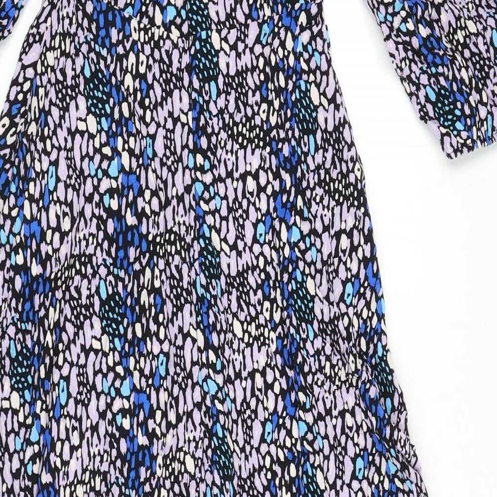 Marks & Spencer Womens Multicoloured Animal Print Viscose A-Line Size 8 Round Neck Zip - Leopard Print