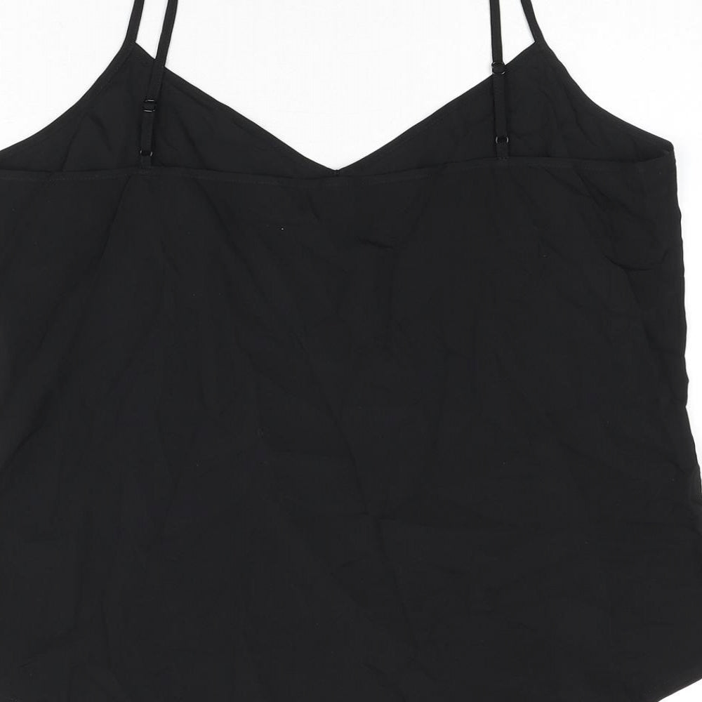 Marks & Spencer Womens Black Polyester Camisole Tank Size 10 V-Neck