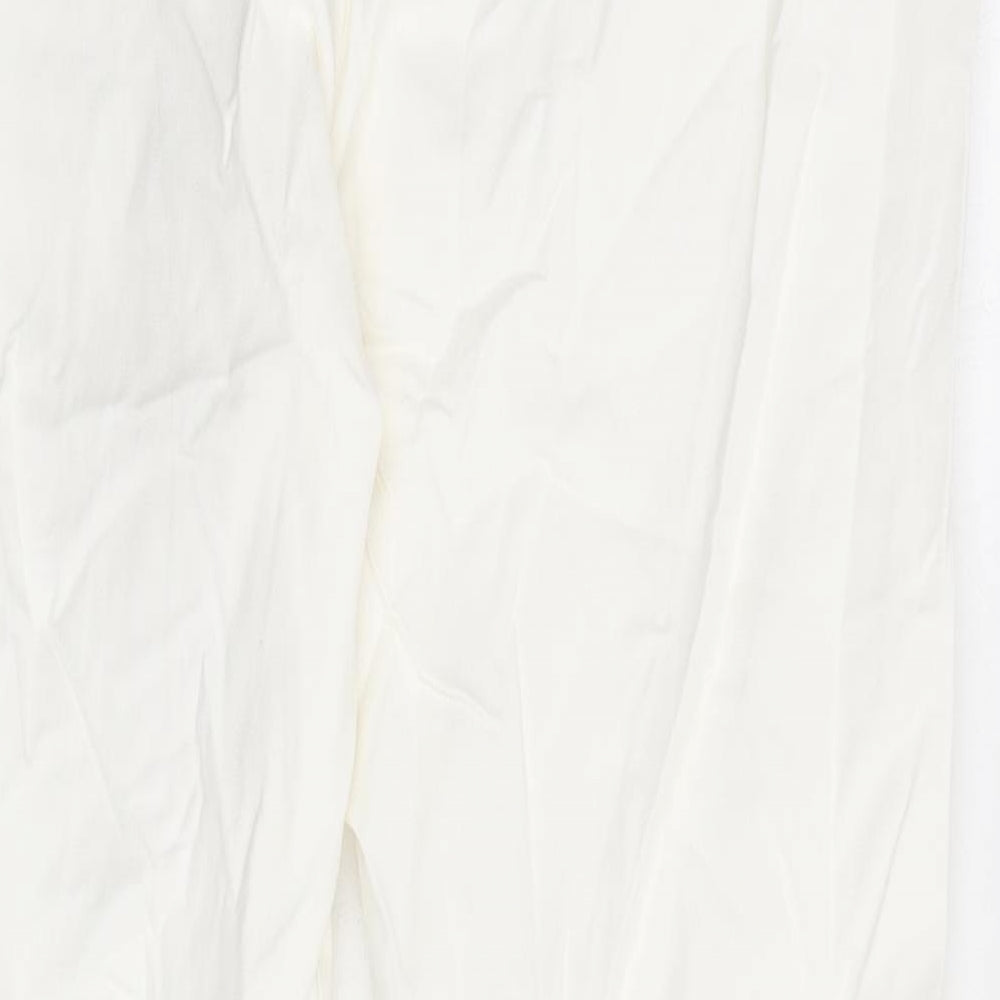 Marks and Spencer Womens Ivory Viscose Trousers Size 20 L26 in Slim Zip - Ankle Grazer