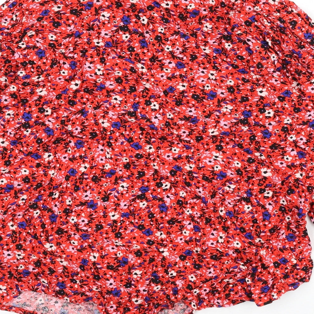 Marks & Spencer Womens Multicoloured Floral Viscose Basic Blouse Size 10 V-Neck
