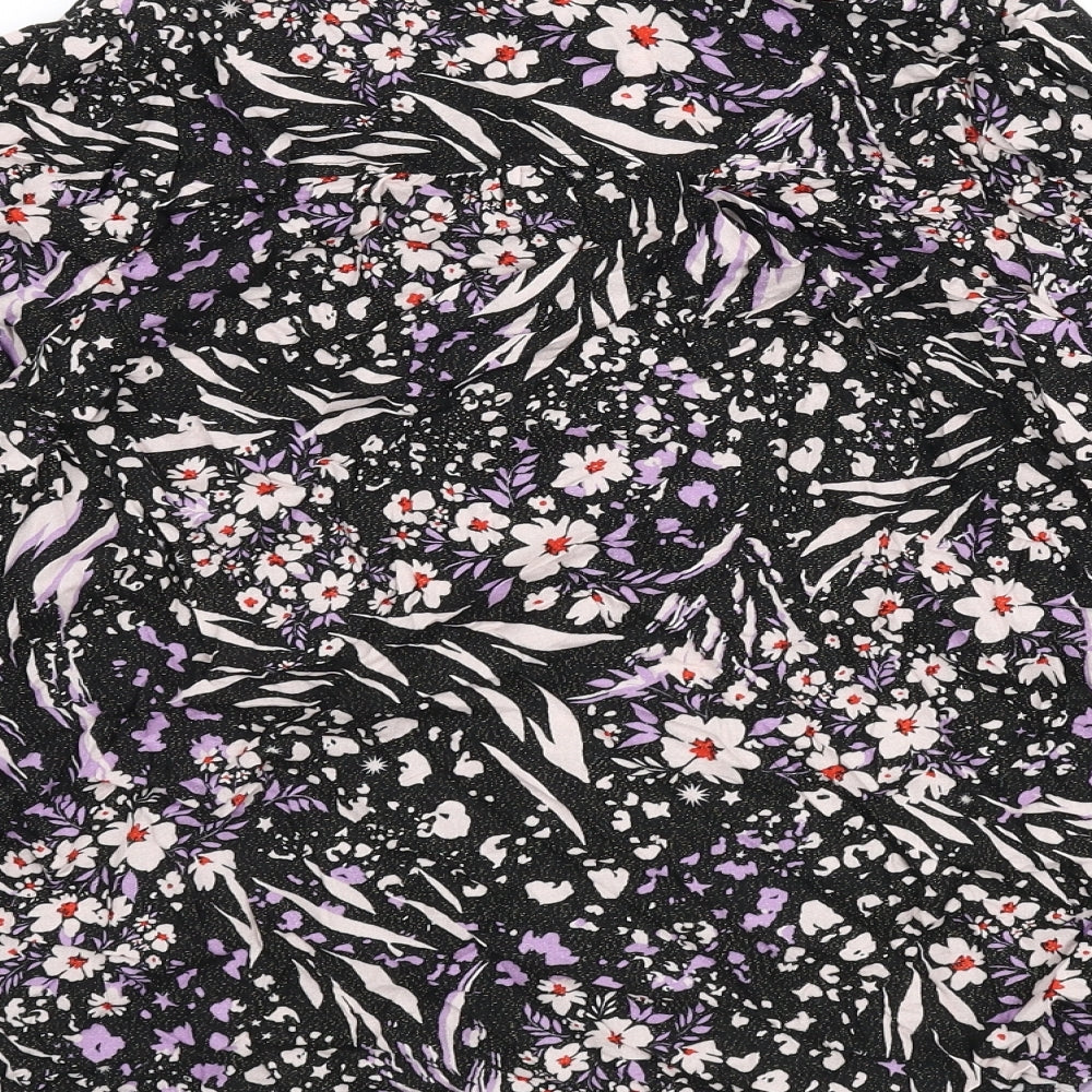 Marks & Spencer Womens Multicoloured Geometric Viscose Basic Blouse Size 8 Round Neck - Sparkle, Flowers