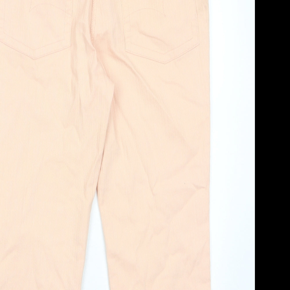Papaya Womens Pink Cotton Cropped Jeans Size 12 L22 in Regular Zip - Pockets