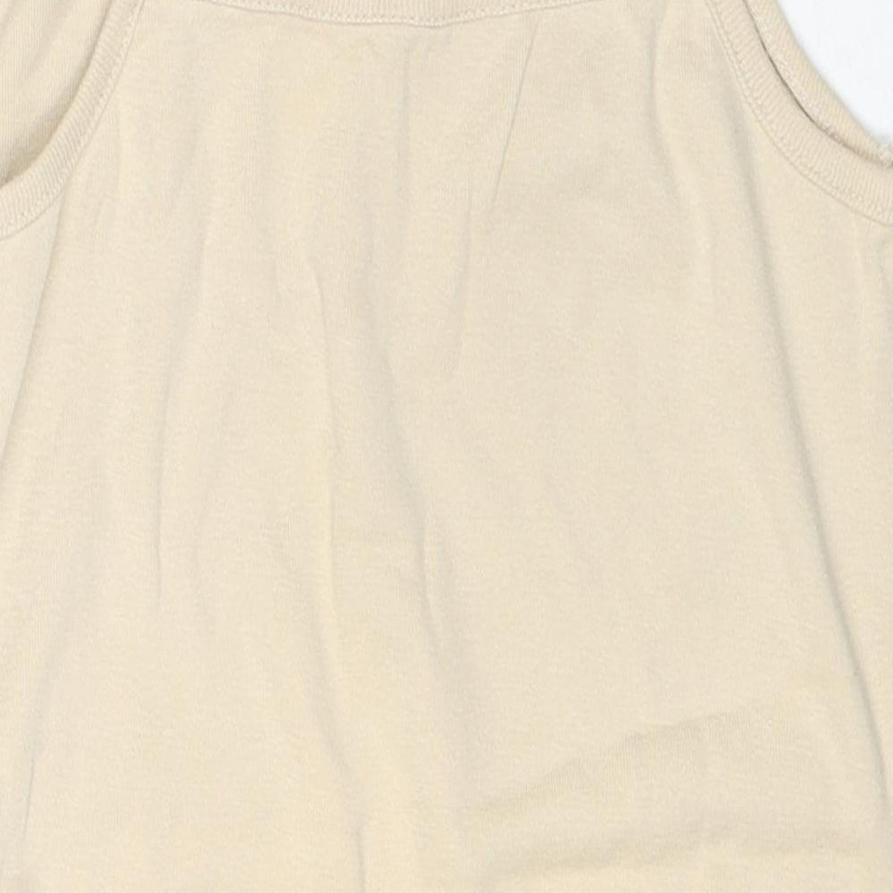 Ellie Louise Womens Beige Cotton Basic Tank Size 16 Round Neck