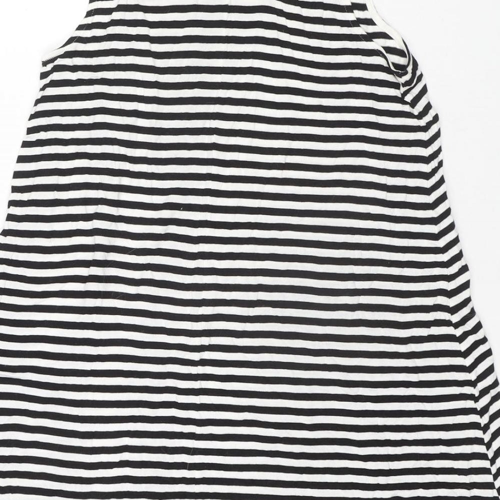 H&M Womens Black Striped Viscose Tunic Tank Size S Round Neck