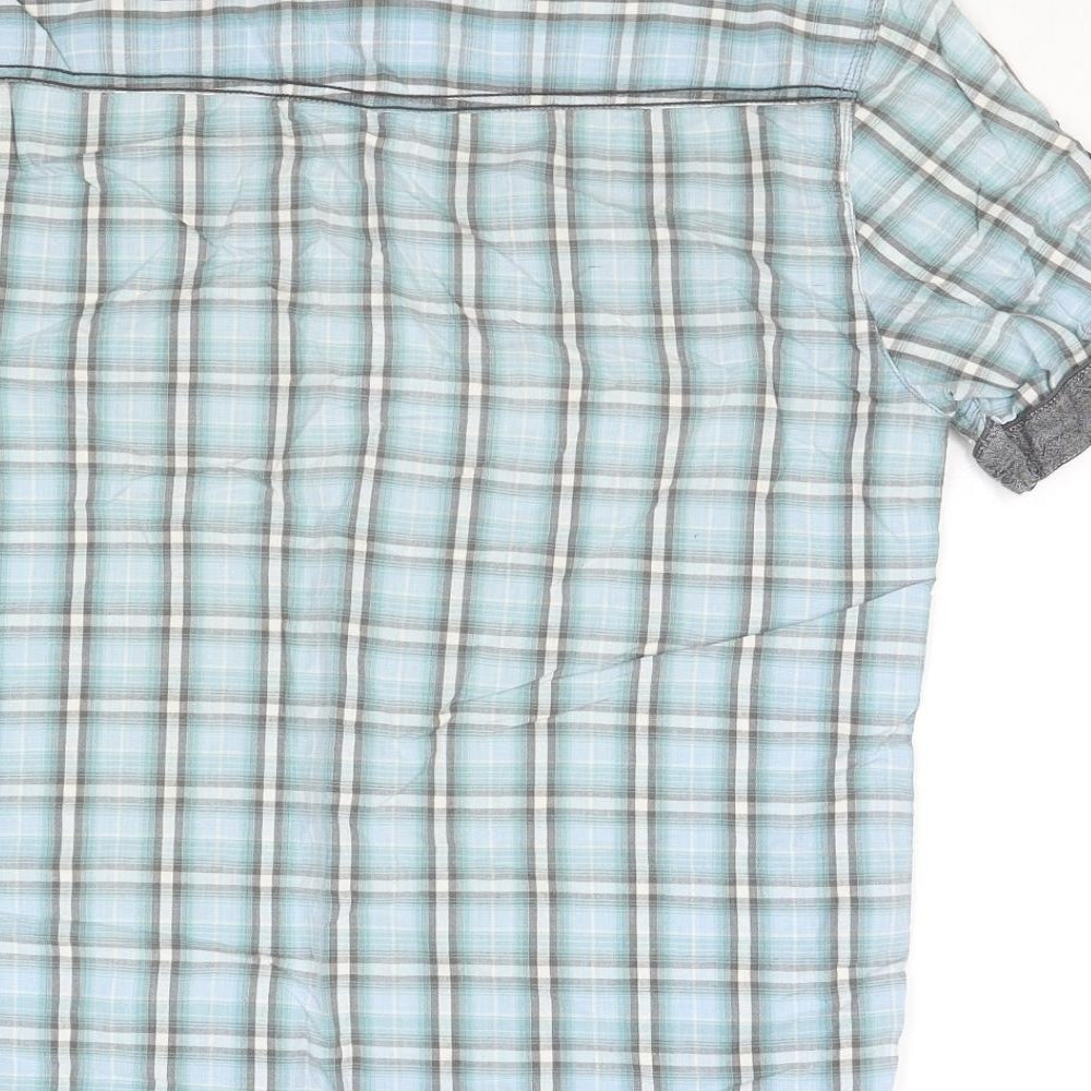 UrbanSpirit Mens Blue Check Cotton Button-Up Size S Collared Button