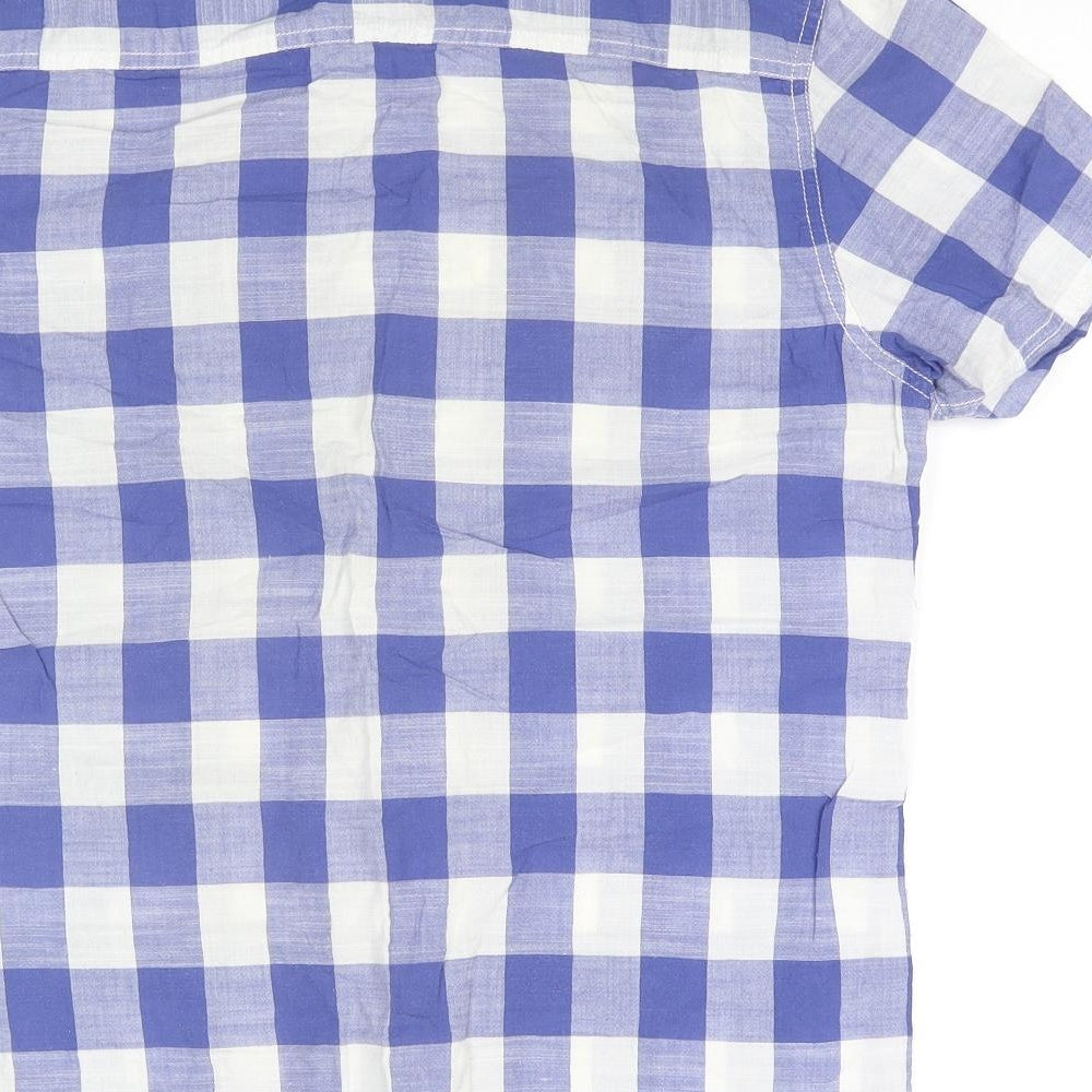 Industrialize Mens Blue Check Cotton Button-Up Size S Collared Button