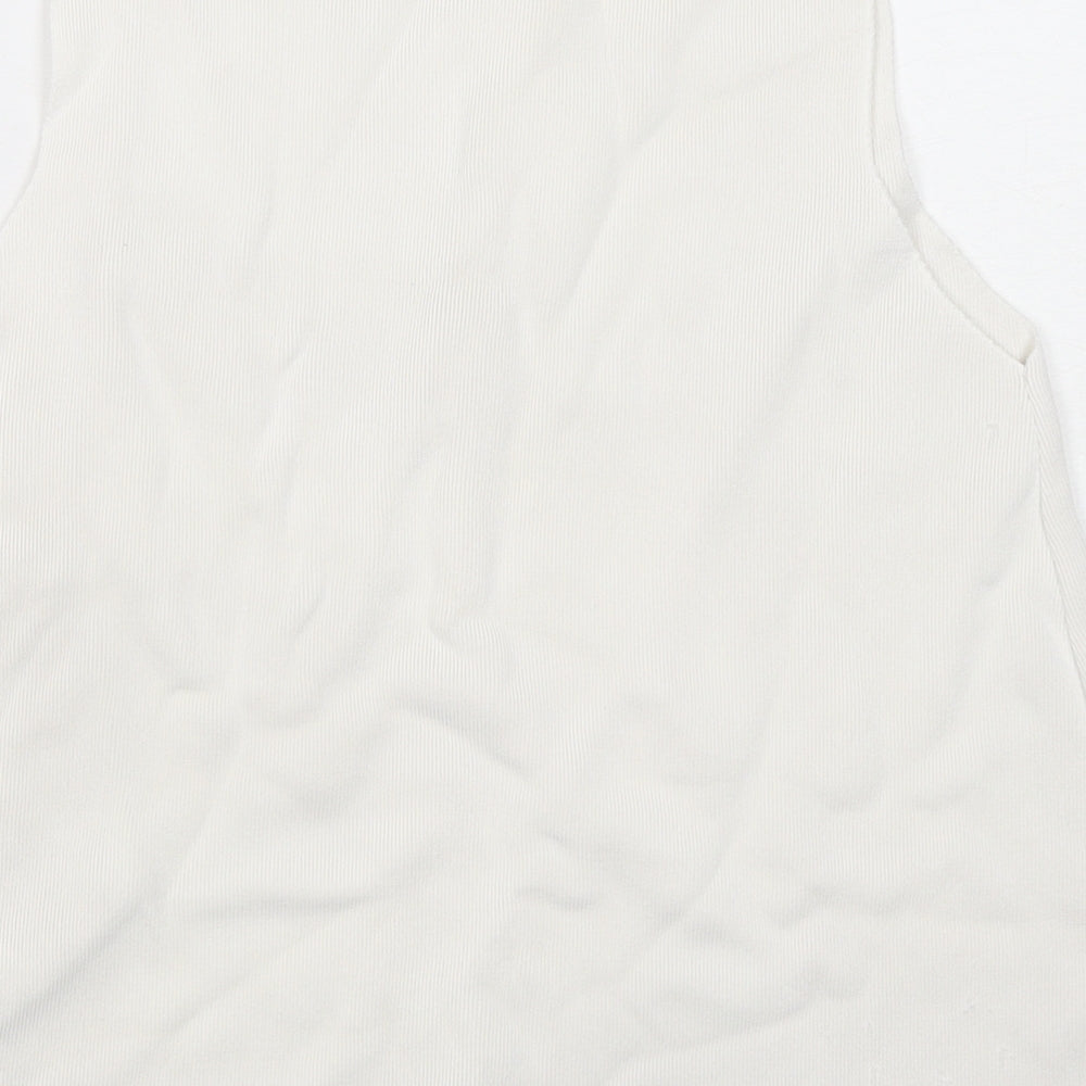 Zara Womens White Viscose Basic Tank Size M Round Neck