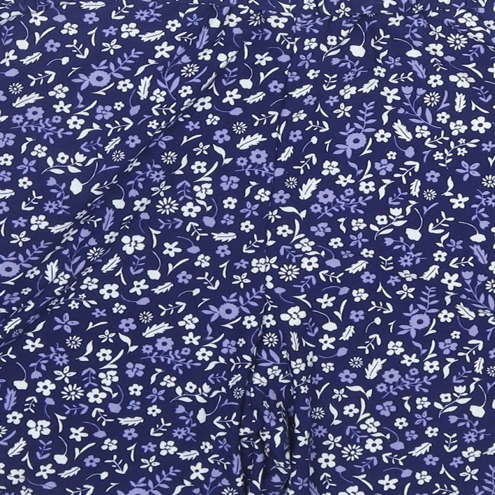 Ellie B Womens Blue Floral Polyester Basic Shorts Size 10 L6 in Regular Pull On - Size 10-12