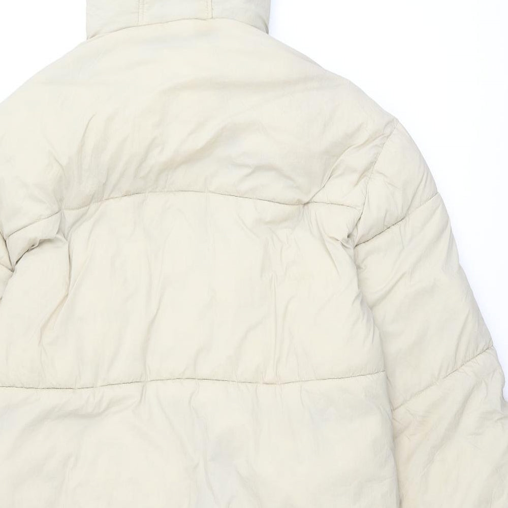 Topshop Womens Beige Puffer Jacket Coat Size 10 Zip
